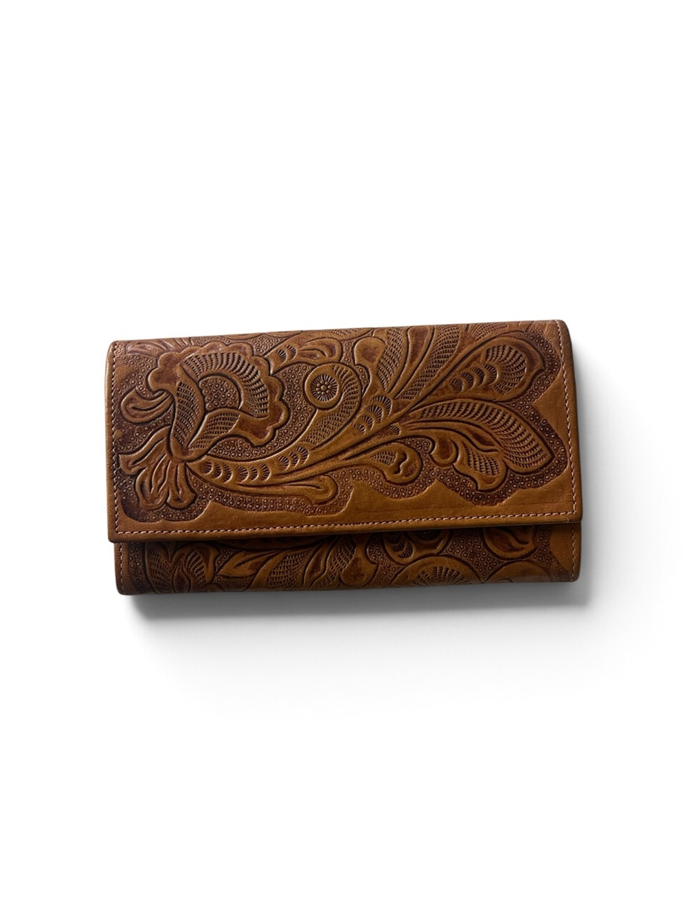Vintage Western Hand Tooled Leather Wallet